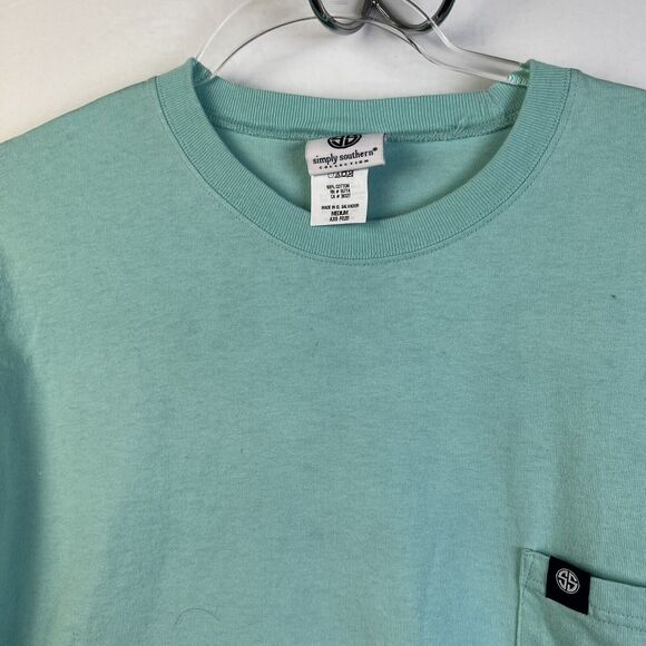 simply southern Shirt Women's Medium Prep Hard Turtle Green Beach Cotton Preppy - Picture 8 of 8
